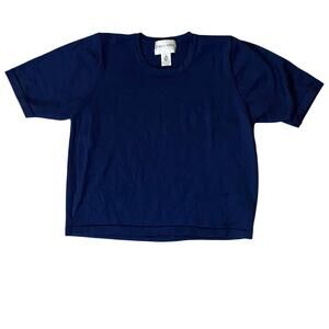 Vintage Urban Wool 100% Merino Short Sleeve Sweater Tee XL Hong Kong minimalist